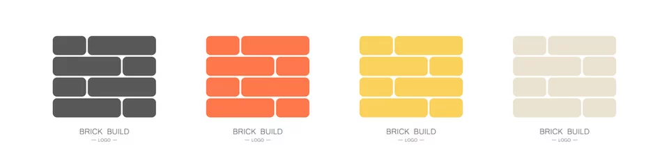 Foto op Plexiglas Set of logos bricks of different colors. Building materials concept. Vector illustration in flat style © Bon_man