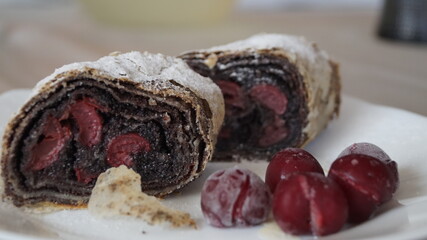 cherry poppy strudel dessert