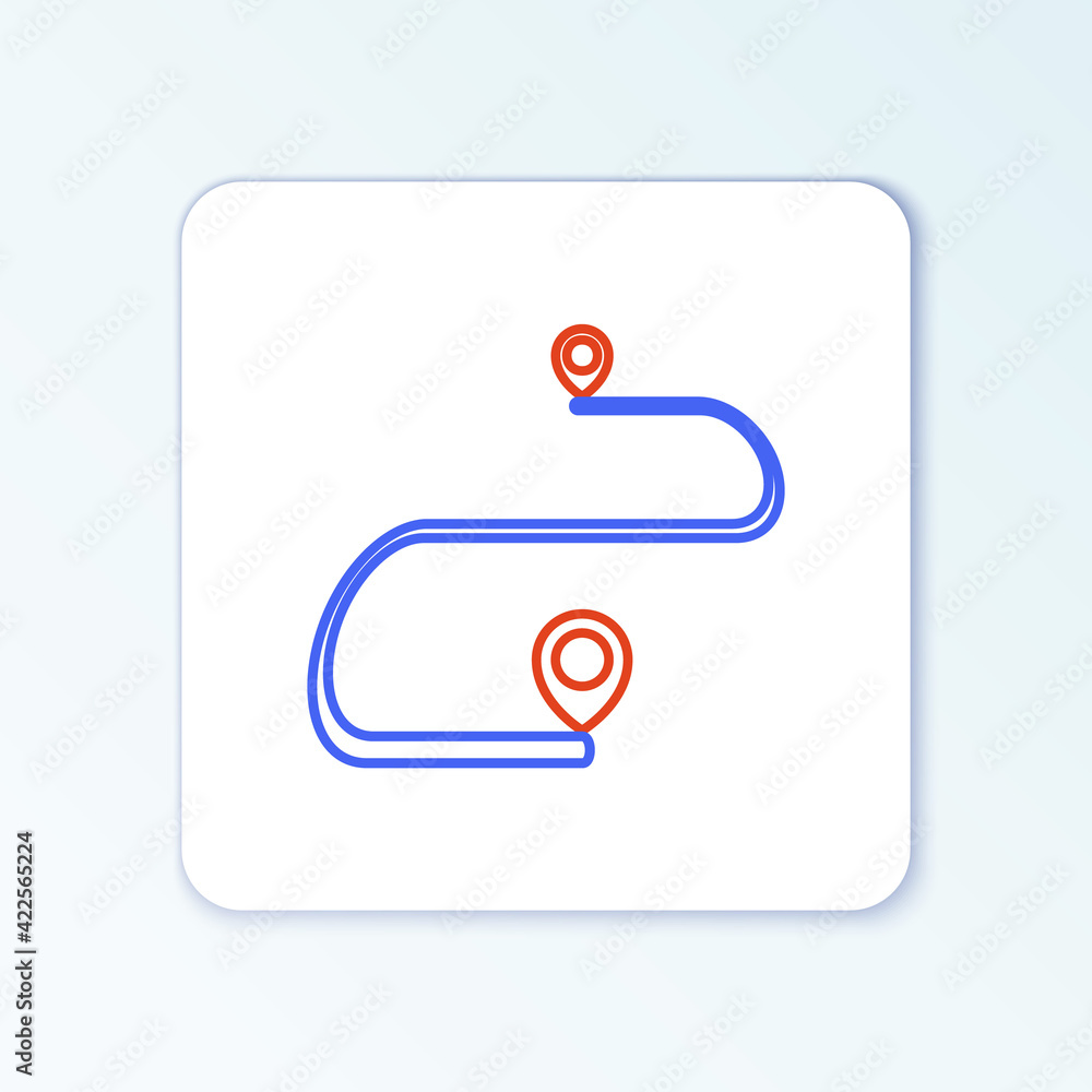 Poster line route location icon isolated on white background. map pointer sign. concept of path or road. gp