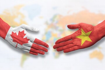 Vietnam and Canada - Flag handshake symbolizing partnership and cooperation