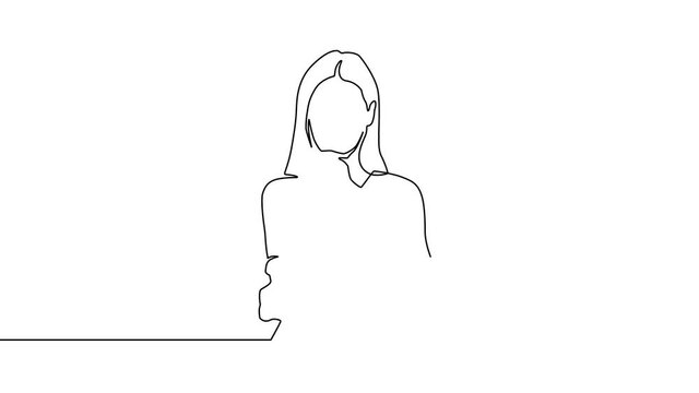 Continuous line drawing of cheering man holding fists. Happy young man celebrating success one line drawing. one line animation. h.264 codec. 4K video animation.