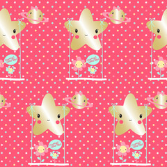 Cute Star pattern with flowers for wrapping paper, greeting cards, posters, invitation