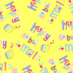 Cute Happy bee pattern, for wrapping paper, greeting cards, posters, invitation