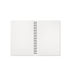 Notebook open view. Template of office notepad with white pages. Vector illustration