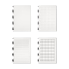 Set of realistic notebooks isolated on white background. Vector illustration