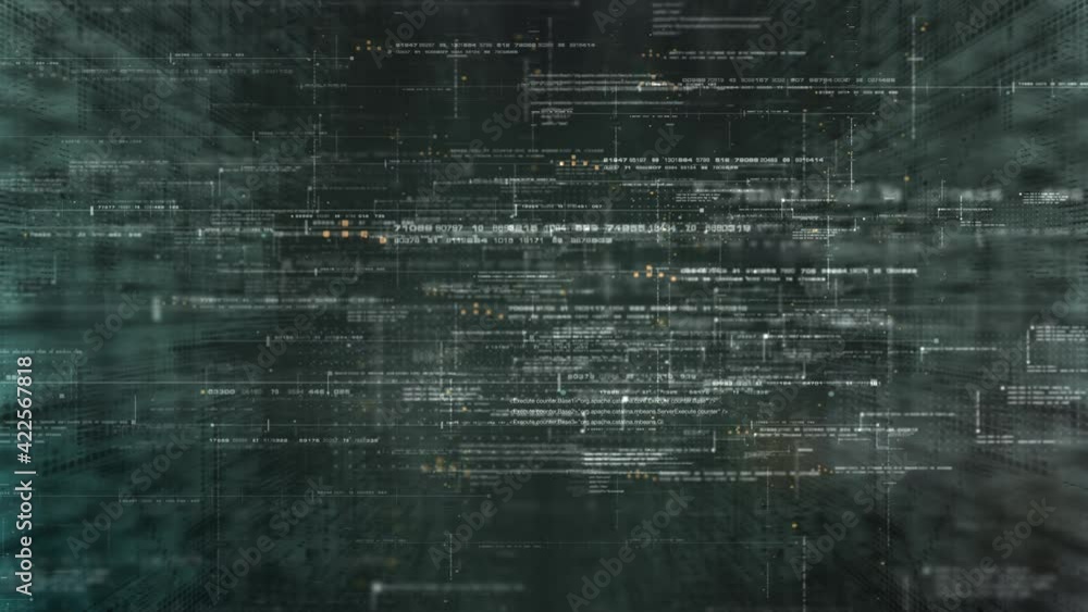 Poster Futuristic simulation of 5G network concept, artificial intelligence quantum physic matrix particles deep learning performing analytic computational head up display loop background