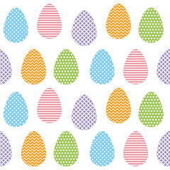 Easter eggs pattern with ornament, color isolated vector illustration