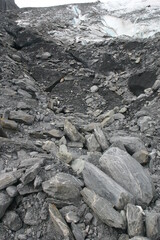 Glacial Till and Boulders at Worthington Glacier, Alaska,  at the Terminus of the Ice forming a...