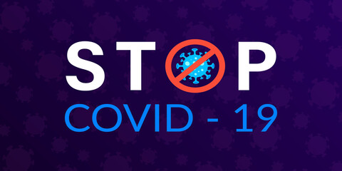 Stop the coronavirus. Concept of a warning about the dangerous eidemic of the virus. Modern design on purple background