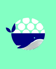 Blue whale icon logo symbol vector illustration.