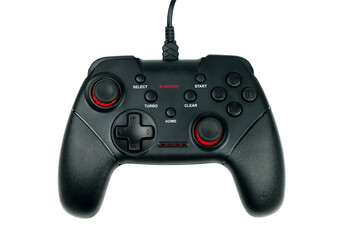 video game controller isolated on white background.gamepad.Black joystick. © surasak