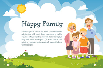 Happy family template with copy space