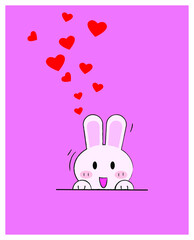 Cute rabbit icon symbol logo vector illustration.