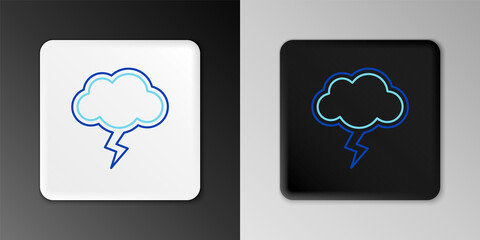 Line Storm icon isolated on grey background. Cloud and lightning sign. Weather icon of storm. Colorful outline concept. Vector