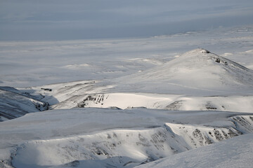 valleys and mountains during winter in Iceland