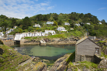 Idyllic Cornish coast scene Polperro England uk