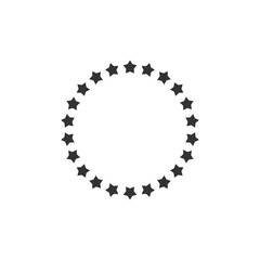Black round label with stars. Best, award, winner prize wreath on white background.
