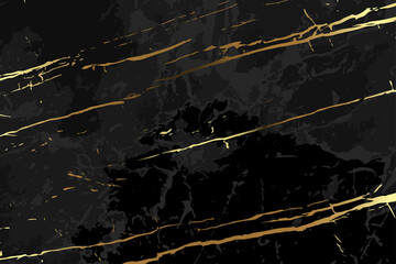 Abstract black marble background with golden veins. Black and gold marble texture design for cover book or brochure, poster, wallpaper background or realistic business and design artwork. Vector.