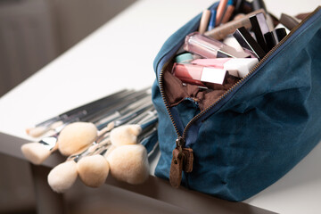 Cosmetic bag with different makeup items