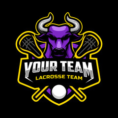 Bulls mascot for a lacrosse team logo. Vector illustration.