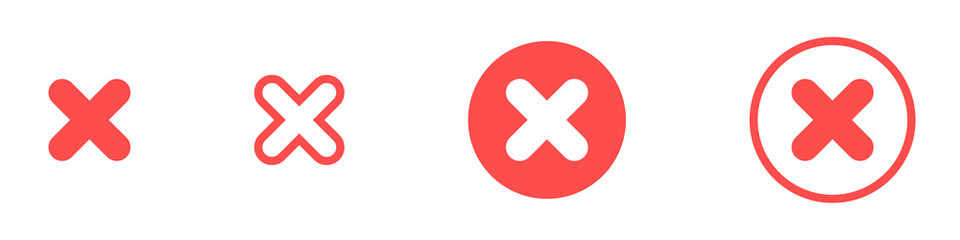 Obraz premium Red crosses isolated on white background. Concept yes and no. Vector illustration in flat style