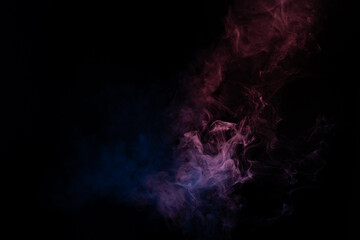 Blue and pink steam on a black background.