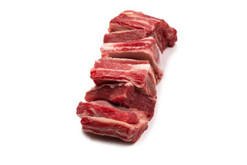 Raw beef ribs isolated on white background.