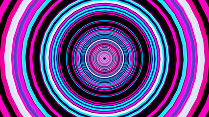 3D illustration graphics of beautiful pink and blue color neon lighting circular shape tunnel seamless looping.