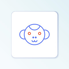 Line Monkey zodiac sign icon isolated on white background. Astrological horoscope collection. Colorful outline concept. Vector