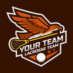 eagle mascot for a lacrosse team logo. school, college or league. Vector illustration.
