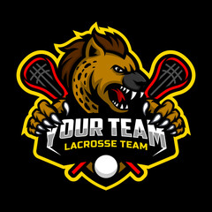 Hyena mascot for a lacrosse team logo. Vector Illustration.