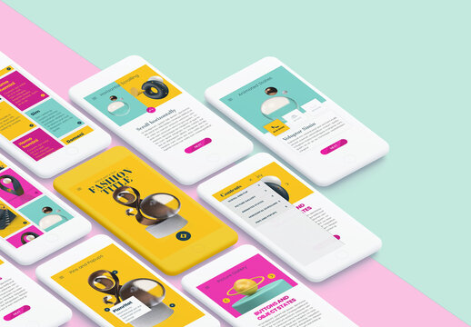 Pink and Yellow Interactive Mobile Presentation Layout