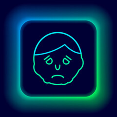 Glowing neon line Inflammation on face icon isolated on black background. Colorful outline concept. Vector