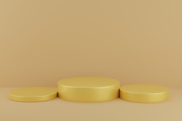 Step cylinder podiums background. Abstract minimal scene with geometrical. Scene to show cosmetic products presentation. Mock up design empty space. Showcase, shopfront, display case,3d render