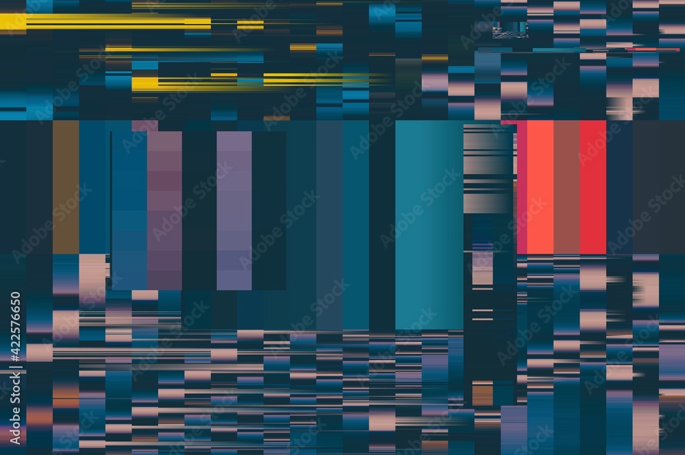 Fototapete modern background with dead pixel and bug, glitch and error signal. optical distortion, overlapping 