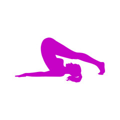 Female silhouette in yoga pose. Vector icon isolated on white background.