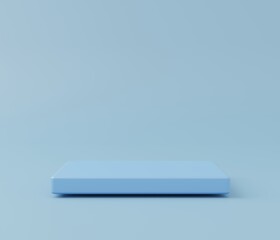 Cube podiums on blue background. Abstract pedestal scene with geometrical. Scene to show cosmetic products presentation. Mock up design empty space. Showcase,shopfront,display case,3d render