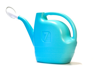garden watering can blue color isolated