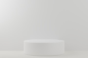 podiums on white background. Abstract minimal scene with geometrical. Scene to show cosmetic products presentation. Mock up design empty space. Showcase, shopfront, display case. 3d render