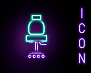Glowing neon line Office chair icon isolated on black background. Colorful outline concept. Vector