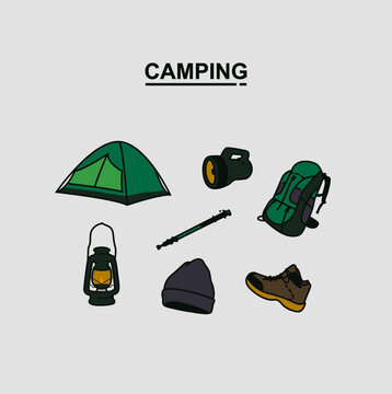 set of icons for camping