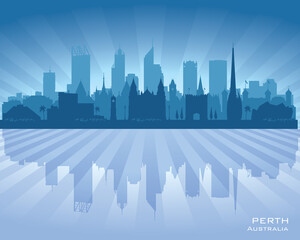Perth Australia city skyline vector silhouette