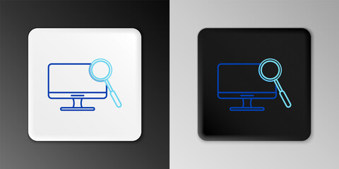 Line Computer monitor diagnostics icon isolated on grey background. Adjusting app, service, setting options, maintenance, repair. Colorful outline concept. Vector