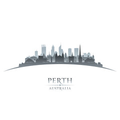 Fototapeta premium Perth Australia city silhouette white background