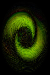 Abstract green digital curves on black background  - twirl effect