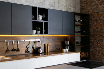 modern kitchen interior. details of the interior of the kitchen.