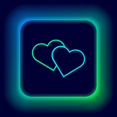 Glowing neon line Heart icon isolated on black background. Romantic symbol linked, join, passion and wedding. Valentine day symbol. Colorful outline concept. Vector