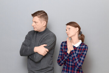 Portrait of couple after quarrel, relationship concept