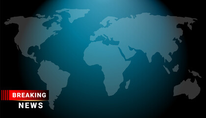 Breaking news screen world map background. Vector illustration
