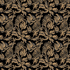 Seamless floral pattern in bronze color